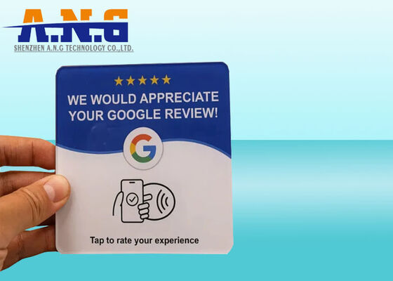 High Quality Waterproof Acrylic NFC Google Review Card with 3M Adhesive on back